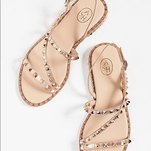 ASH Peace Studded Metallic Leather Sandal, 10